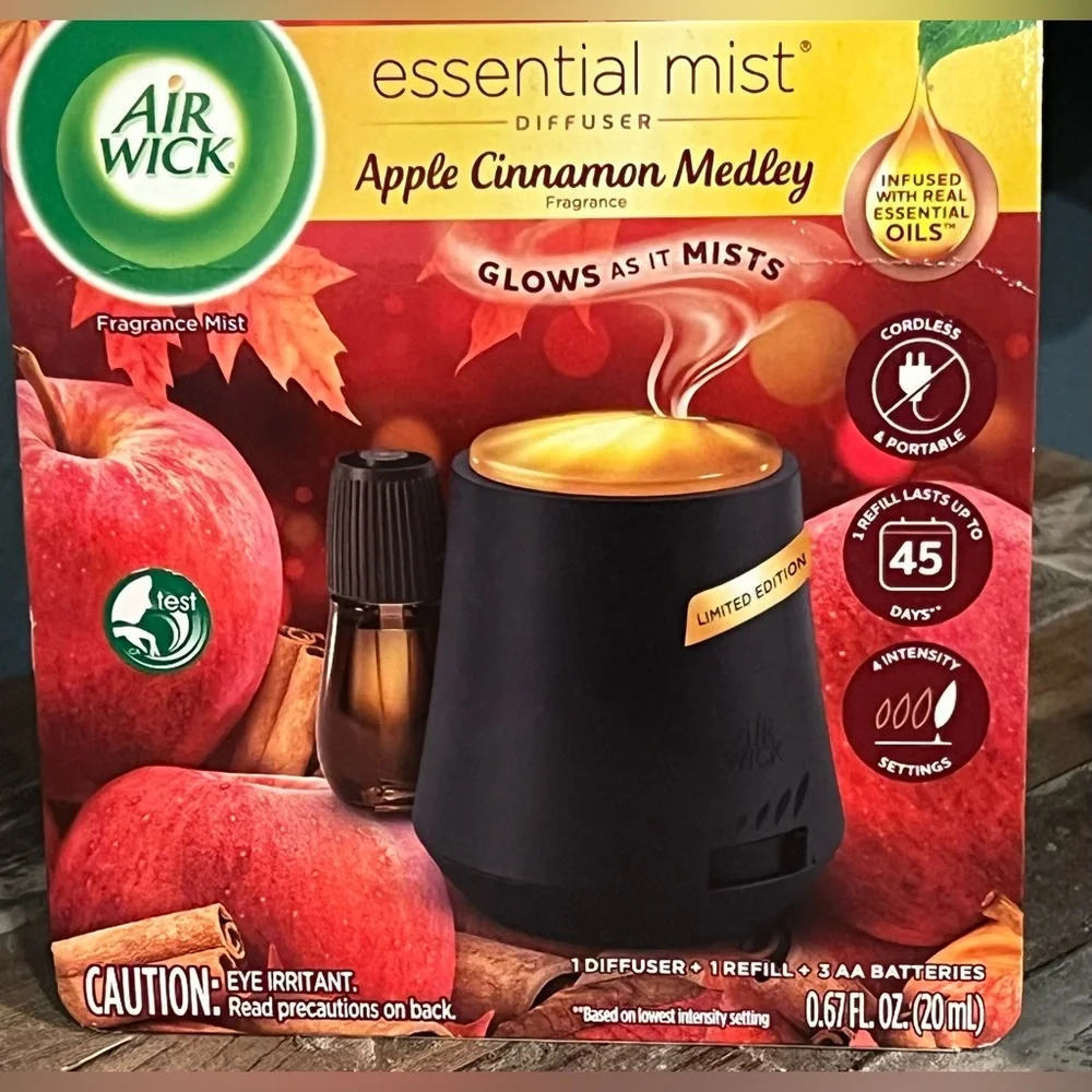 Air Wick Essential Mist Limited Edition Apple Cinnamon Medley Glowing Diffuser!